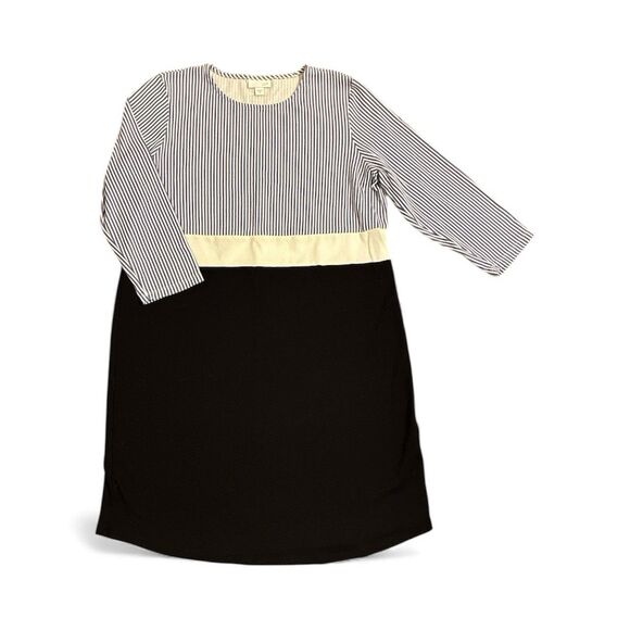 J. Jill Sz Medium 3/4 Sleeve T-Shirt Dress Vertical Stripe Color Block Nautical - Picture 1 of 7